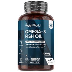Omega 3 Fish Oil | 400 Softgels (1+ Year Supply) | 1 Softgel a Day | EPA & DHA | Alternative to Cod Liver Oil Capsules | 1000mg Omega 3 Fatty Acids Supplement