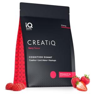 CREATiQ Cognitive Brain Gummies | Focus & Memory with Creatine, Lion’s Mane & Citicoline | Sugar-Free Vegan Brain Supplement | 30 Servings (120 Gummies)