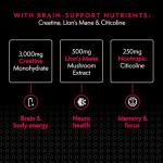 CREATiQ Cognitive Brain Gummies | Focus & Memory with Creatine, Lion’s Mane & Citicoline | Sugar-Free Vegan Brain Supplement | 30 Servings (120 Gummies)