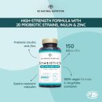 Probiotics 150 Billion CFU, 20 Multi Strains with Prebiotic, Inulin & Zinc. High Strength Vegan Supplement with Gastro Resistant Capsules for 76 Day Supply. N2 Natural Nutrition