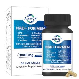 NAD+ Supplements for Men – Nitric Oxide Prostate Health Supplements for Men with Resveratrol, CoQ10, L Citrulline and Lycopene for Anti-Aging, Stamina & Cellular Energy Support 60 Capsules