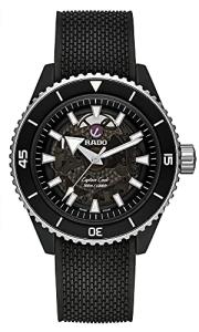 Rado Men's Captain Cook Swiss Automatic Watch with Rubber Strap, Black, 21 (Model: R32127156), Black, Diving Watch