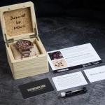 Barcelona Mechanical Wooden Watch for Men – White Dial Automatic Timepiece in Ebony & Olive Wood – Ideal 5th Anniversary Gift, Stylish Present for Him, Unique Groomsmen or Husband Watch