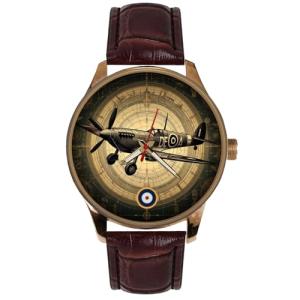 Supermarine Spitfire Vintage Royal Air Force RAF WW-II Fighter Aircraft Aviation Art Solid Brass Retro Military Watch