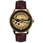 Supermarine Spitfire Vintage Royal Air Force RAF WW-II Fighter Aircraft Aviation Art Solid Brass Retro Military Watch