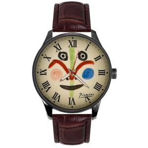 Vintage Colorful Ceramic Art Limited Edition Solid Brass Collectible Modernist Art Watch. 1963, Vallauris, France.