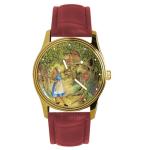 Alice Wonderland, Early 20th Century Book Illustration Art Solid Brass Collectible Ladies/Girls Watch. Cheshire Cat.