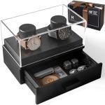 Holme & Hadfield Premium 2-Slot Wooden Watch Display Case with Lifetime Assurance – Handcrafted Men’s Watch Box with Accessory Drawer – Birthday Gift for Collectors – Luxury Built to Last