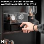 Holme & Hadfield Premium 2-Slot Wooden Watch Display Case with Lifetime Assurance – Handcrafted Men’s Watch Box with Accessory Drawer – Birthday Gift for Collectors – Luxury Built to Last