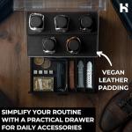 Holme & Hadfield Premium 5-Slot Wooden Watch Display Case – Handcrafted Men’s Watch Box with Accessory Drawer, Hinged Cover, Leather Lining – Birthday Gift for Collectors – Luxury Built to Last