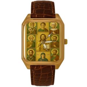 Jesus Christ & His Dearest Rare Christian Apostle Religious Art Rectangular Solid Brass Deco Wrist Watch – Vintage Style Collectible Faith Timepiece for Men or Women
