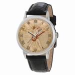 Rock Guitar Player Leonardo DaVinci Vitruvian Man Parchment Art Solid Brass Watch. Dream Watch for Every Guitarist