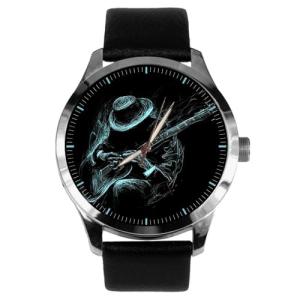 Traveling Blues Guitarist 19th Century Black Americana Collectible Brass Watch