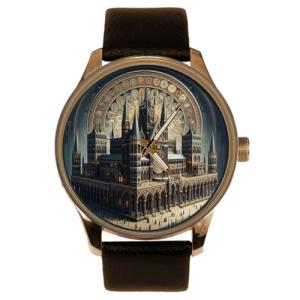 Copenhagen Denmark Original Fantasy Architecture Metallic Art Solid Brass Collectible Men's Watch
