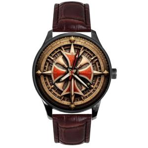 Vintage Medieval Crusader Knight Templar Red Cross of Constantine Metallic Art Solid Brass Collectible Christendom Watch