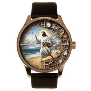 Jesus Christ Walking The Sands of Time, Deeply Symbolic Solid Brass Steampunk Watch