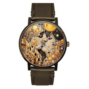 Gustav Klimt Reinterpreted, Contemporary Version of The Kiss Solid Brass Watch