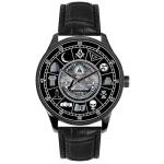 Classic All-Black Minimalist Masonic Freemasonry Illuminati Symbolism Art Solid Brass Collectible Watch