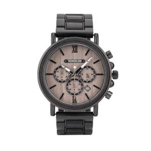 Austin Wooden Watch for Men – Ebony Wood & Gunmetal Chronograph Quartz Watch – Men’s 60th Birthday Gift, Watch Gift Set for Him, Present for Dad or Male Friend, Rustic Men’s Accessory