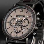 Austin Wooden Watch for Men – Ebony Wood & Gunmetal Chronograph Quartz Watch – Men’s 60th Birthday Gift, Watch Gift Set for Him, Present for Dad or Male Friend, Rustic Men’s Accessory