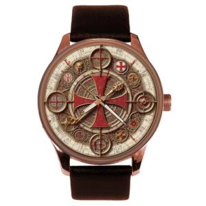 The Red Cross of Constantine, Christian Knight Templar Celtic Cross Medieval Art Collectible Solid Brass Wrist Watch