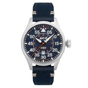 AVI-8 Mens 46mm Hawker Hurricane Clowes Automatic Acklington Pilot Watch with Genuine Leather Strap AV-4097-02
