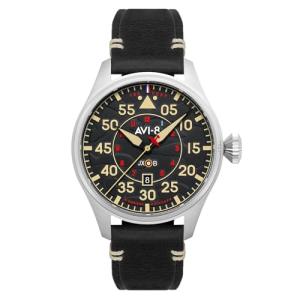 AVI-8 Mens 46mm Hawker Hurricane Clowes Automatic Kenley Pilot Watch with Genuine Leather Strap AV-4097-03