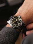 AVI-8 Mens 46mm Hawker Hurricane Clowes Automatic Kenley Pilot Watch with Genuine Leather Strap AV-4097-03