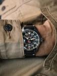 AVI-8 Mens 46mm Hawker Hurricane Clowes Automatic Kenley Pilot Watch with Genuine Leather Strap AV-4097-03