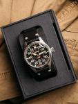 AVI-8 Mens 46mm Hawker Hurricane Clowes Automatic Kenley Pilot Watch with Genuine Leather Strap AV-4097-03