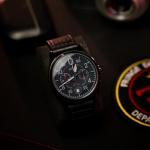 AVI-8 Mens 42mm Spitfire Lock Chronograph Slate Black Japanese Quartz Pilot Watch with Leather Strap AV-4089-03