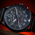 AVI-8 Mens 42mm Spitfire Lock Chronograph Slate Black Japanese Quartz Pilot Watch with Leather Strap AV-4089-03