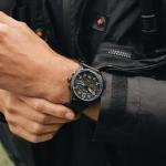 AVI-8 Mens 42mm Spitfire Lock Chronograph Slate Black Japanese Quartz Pilot Watch with Leather Strap AV-4089-03