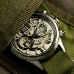 AVI-8 Mens 45mm Hawker Harrier Matador Chronograph Ivory Steel Japanese Quartz Pilot Watch with Genuine Leather Strap AV-4065-01