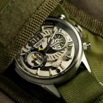 AVI-8 Mens 45mm Hawker Harrier Matador Chronograph Ivory Steel Japanese Quartz Pilot Watch with Genuine Leather Strap AV-4065-01