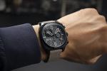 AVI-8 Mens 45mm Hawker Hunter Retrograde Chronograph Sea Gray Japanese Quartz Pilot Watch with Leather Strap AV-4052-03