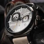 AVI-8 Mens 45mm Hawker Hunter Retrograde Chronograph Sea Gray Japanese Quartz Pilot Watch with Leather Strap AV-4052-03