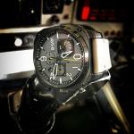 AVI-8 Mens 45mm Hawker Hunter Retrograde Chronograph Sea Gray Japanese Quartz Pilot Watch with Leather Strap AV-4052-03