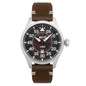 AVI-8 Mens 46mm Hawker Hurricane Clowes Automatic Wittering Pilot Watch with Genuine Leather Strap AV-4097-01