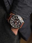 AVI-8 Mens 46mm Hawker Hurricane Clowes Automatic Wittering Pilot Watch with Genuine Leather Strap AV-4097-01