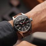 AVI-8 Mens 46mm Hawker Hurricane Clowes Automatic Wittering Pilot Watch with Genuine Leather Strap AV-4097-01