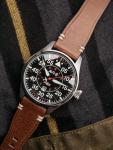 AVI-8 Mens 46mm Hawker Hurricane Clowes Automatic Wittering Pilot Watch with Genuine Leather Strap AV-4097-01