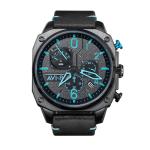 AVI-8 Mens 45mm Hawker Hunter Retrograde Chronograph Blue Diamond Japanese Quartz Pilot Watch with Leather Strap AV-4052-05