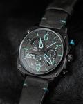 AVI-8 Mens 45mm Hawker Hunter Retrograde Chronograph Blue Diamond Japanese Quartz Pilot Watch with Leather Strap AV-4052-05