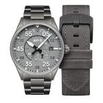AVI-8 Mens 42mm Spitfire Type 300 Automatic Gunmetal Grey Pilot Watch with Solid Stainless Steel Bracelet AV-4073-44