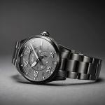 AVI-8 Mens 42mm Spitfire Type 300 Automatic Gunmetal Grey Pilot Watch with Solid Stainless Steel Bracelet AV-4073-44