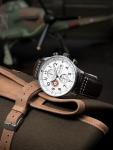 AVI-8 Mens 42mm Hawker Hurricane Classic Chronograph Classic White Japanese Quartz Pilot Watch with Leather Strap AV-4011-01