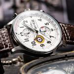 AVI-8 Mens 42mm Hawker Hurricane Classic Chronograph Classic White Japanese Quartz Pilot Watch with Leather Strap AV-4011-01