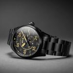 AVI-8 Mens 42mm Spitfire Type 300 Automatic Midnight Chrome Yellow Pilot Watch with Solid Stainless Steel Bracelet AV-4073-33