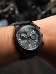 AVI-8 Mens 45mm Hawker Hunter Retrograde Chronograph Tactical Black Japanese Quartz Pilot Watch with Rubber Strap AV-4052-R1